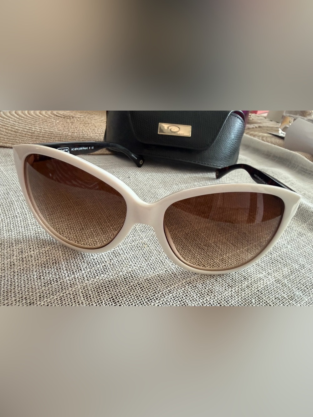 Coach Cream Cat-Eye Sunglasses with Brown Lenses